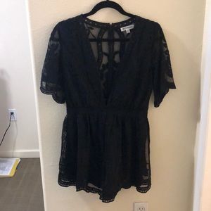 honey punch black lace romper